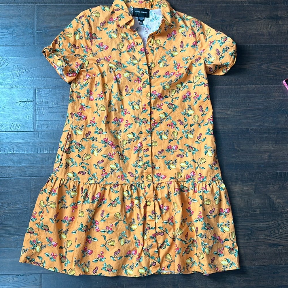 Donna Morgan Collared High Neck Button Down Short SleeveCotton Blend Dress #B18 - Picture 4 of 8